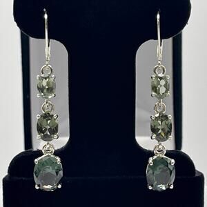 BEAUTIFUL 9.8ctw Green Spinel Earrings Ombre Earrings Green Tourmaline 2"